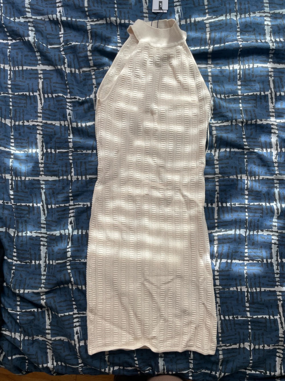 Dynamite Mini Pointelle Halter Dress - sea salt cream
